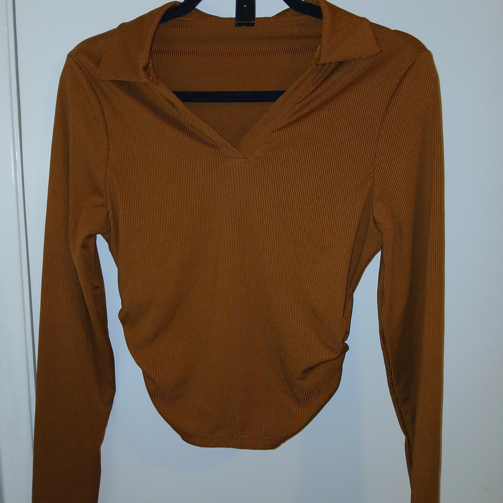SHEIN Rust Long Sleeve Blouse